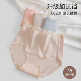 丁摩 【3条装】60支新疆长绒棉内裤女100%纯棉女士内裤【加长裆】7A抑菌裆大码女生三角裤5ZF-2083