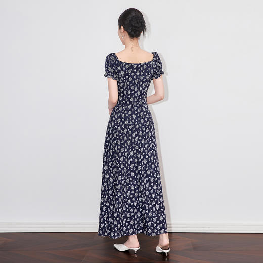 「高货wl」全新升级【铂金会员339/天猫459/差价120】(14120)洛诗琳法式浪漫文艺印花裙2025夏季领口系带气质连衣裙女 商品图2