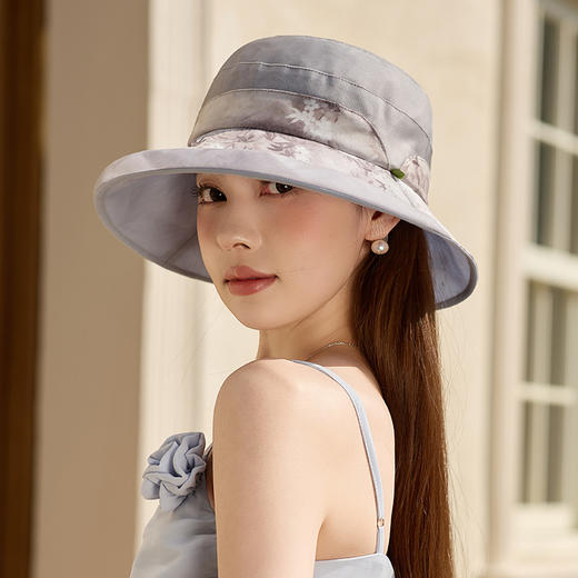 雀说 桑蚕丝防晒帽女夏季真丝透气逛街出游遮阳帽DUJ-9590 商品图2