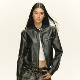 Ariseism 美式复古机车风pu皮衣短外套女秋季新款上衣