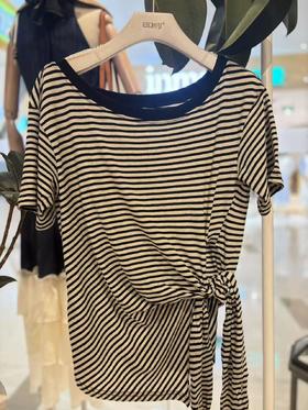 【门店同款】ENJOY夏季“都市漫游”侧绑带条纹T 163243517