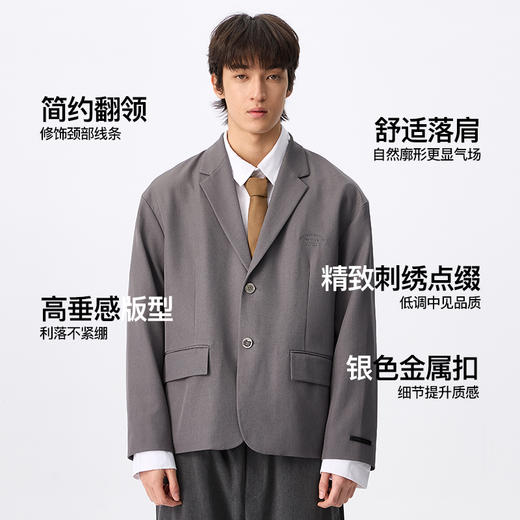 NPC潮牌老钱风刺绣落肩廓形西服西裤套装男随性金属扣NP4CJR08 商品图2