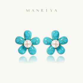 manreya玛芮雅蓝花楹珍珠耳钉清冷感耳饰女小清新耳环高级感耳坠|珍珠