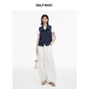 SELFWHO棉麻混纺复古原牛风V领飘带牛仔马甲女2025秋新款无袖背心 商品缩略图3