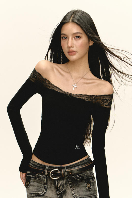 Ariseism 美式复古设计感长袖T恤女秋季新款辣妹修身上衣 商品图5