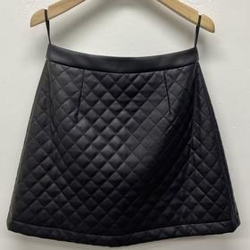 101 WS黑色格子缝线短款A裙30925（黑） 冬季 301094032105