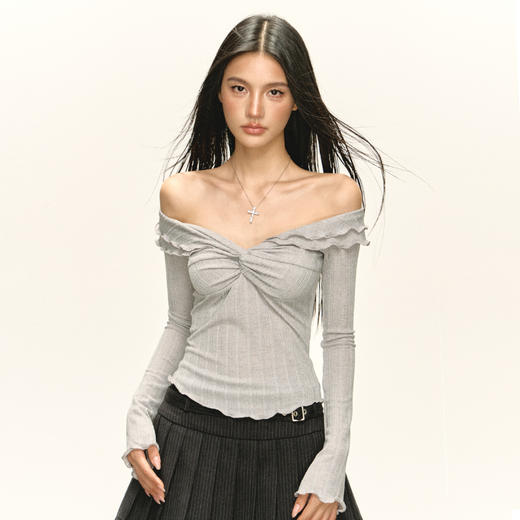 Ariseism 美式复古设计感长袖T恤女秋季新款辣妹修身上衣 商品图0