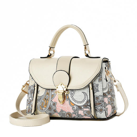 雀说 撞色时尚柔软印花单肩包简约手提斜挎女士小方包T0281 商品图4