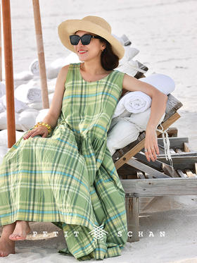 PETIT SCHAN小闪 CLO#874 Kikujiro's Summer 菊次郎的夏天 一千零一夜系列棉桑蚕丝格纹连衣裙