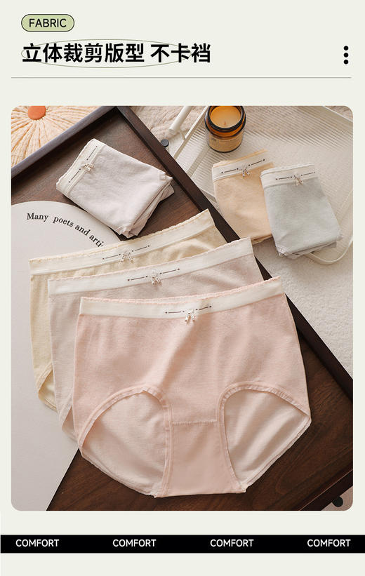 新款少女甜美撞色腰头无缝内裤蝴蝶结时尚女士三角内裤8670 商品图2