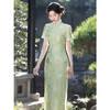 绿色旗袍高端气质少女新中式夏季提花3715 商品缩略图2