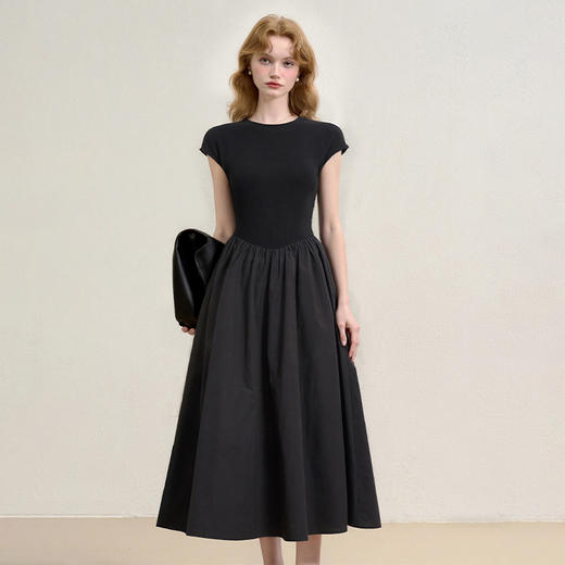 简约气质拼接大伞摆弹力针织背心裙女夏季连衣裙V0650255 商品图0