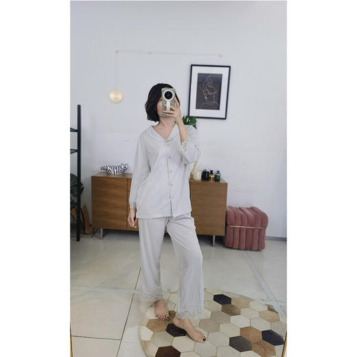 宽松版型 轻薄透气 云柔棉青果领套装 婴儿肌触感 贴肤无痕 松紧腰头 舒适不勒 商品图3