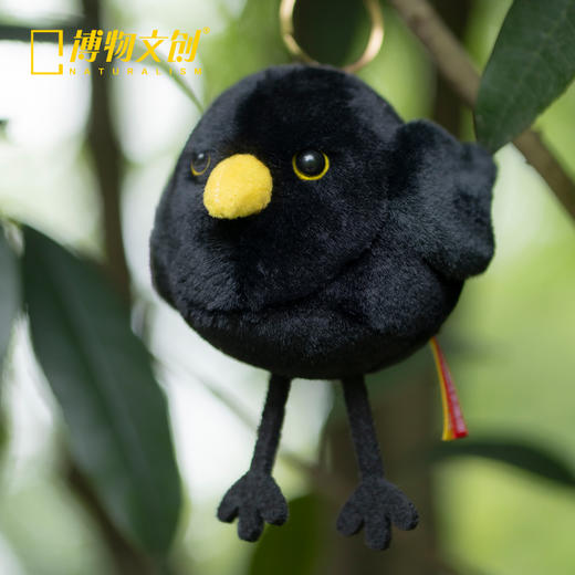 博物文创 啾儿系列第三弹 乌鸫 可发声小鸟球啾啾呆萌可爱节日礼物书包挂件 商品图4