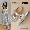 ZHR平底半拖鞋女2025新款夏季外穿镂空包头凉鞋时尚软底一脚蹬 商品缩略图3