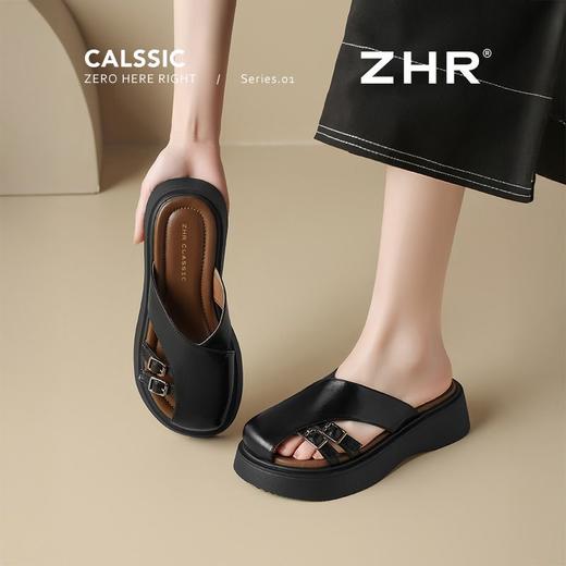ZHR则则厚底增高拖鞋女包头拖夏季新款懒人通勤一脚蹬时尚休闲鞋 商品图6