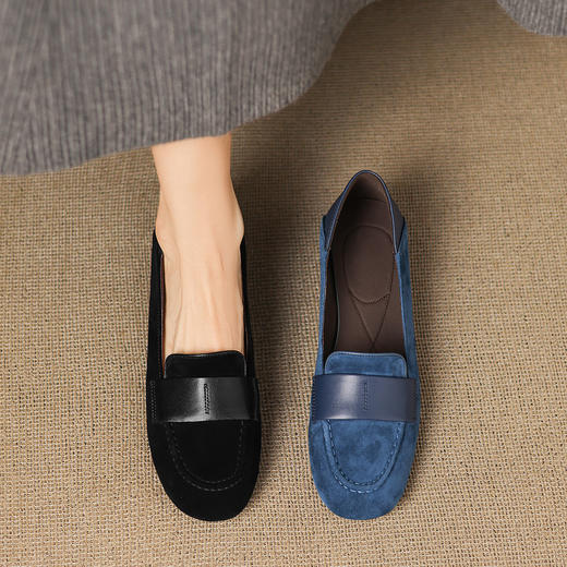 【预售5天】真皮圆头低跟乐福鞋女新款英伦软底舒适单鞋百搭平底鞋小皮鞋AJ&AJ9989 商品图1