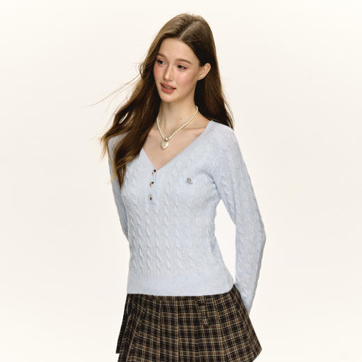 Ariseism 美式复古高级感露肩毛衣女秋季新款上衣 商品图3