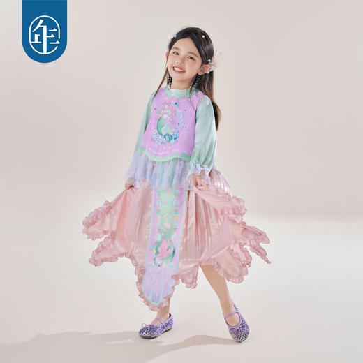 年衣童装马面裙半身裙2025年秋季新款女童国风汉服唐装演出服礼服浪里小仙马面裙 商品图0