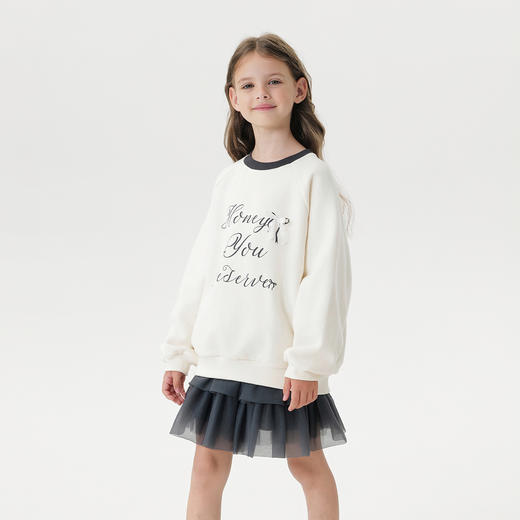 马克珍妮女童立体蝴蝶结字母卫衣2025年秋装新款551202 商品图1