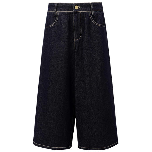 SELFWHO棉混纺复古原牛风高腰牛仔裤女2025秋新款宽松阔腿七分裤 商品图4