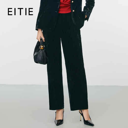 EITIE爱特爱利落干练高腰显瘦时尚通勤直筒休闲裤秋季新款7905608 商品图0