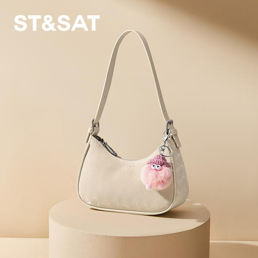 星期六温柔奶杏色菱格腋下包SSD521A07W 商品图1