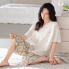 丁摩 睡衣女款夏胸垫薄款短袖七分裤家居服可外穿【棉+莫代尔】睡衣女夏5ZF-6212 商品缩略图5