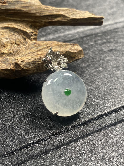 【FC0073】18K金镶嵌翡翠冰平安扣吊坠 庄厚饱满 温润细腻 平安有福 商品图0