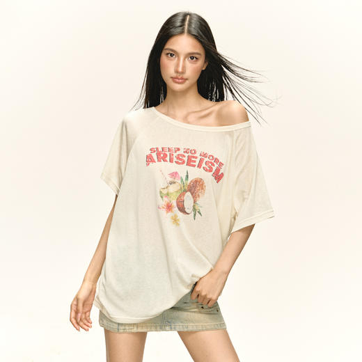 Ariseism 美式复古设计感短袖t恤女夏季新款辣妹修身上衣 商品图0