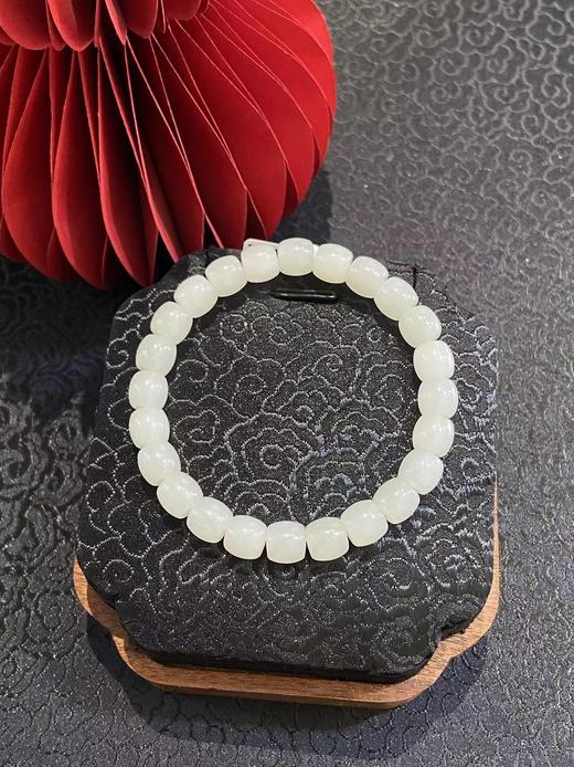 【于田产和田玉白玉7*8直切手串】出证书，发货1~5天，48小时鉴赏期 商品图1