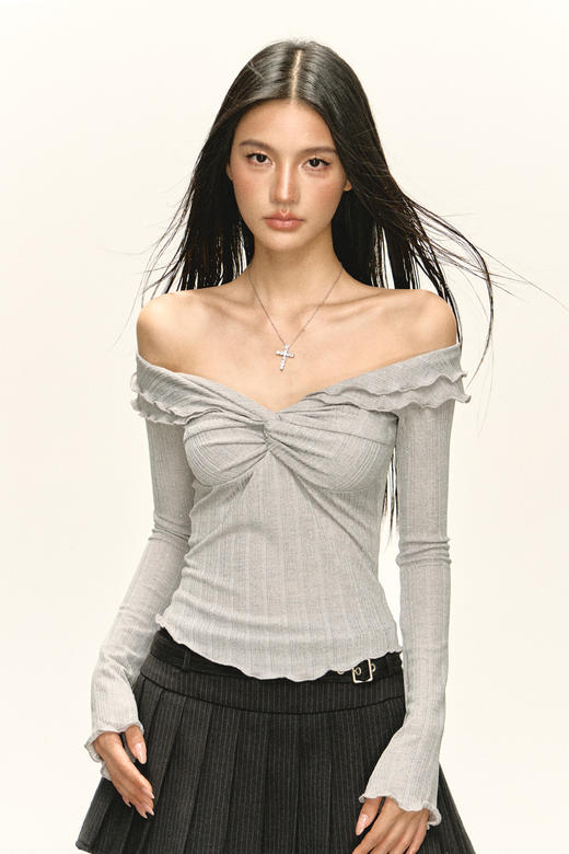 Ariseism 美式复古设计感长袖T恤女秋季新款辣妹修身上衣 商品图5