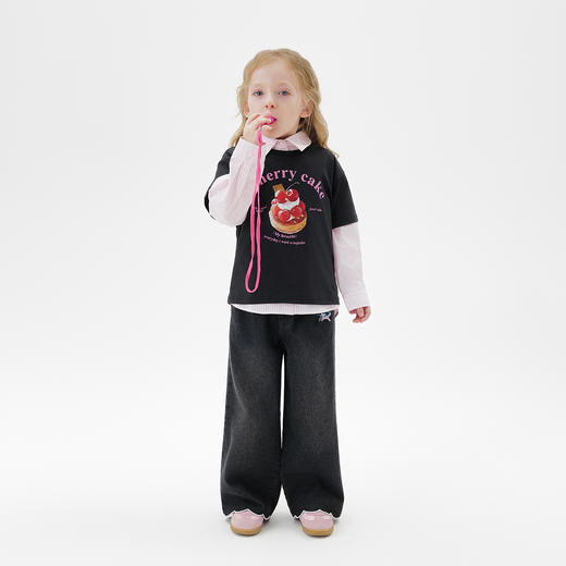 马克珍妮女童云感纯棉直筒牛仔裤2025年秋装新款551512 商品图2