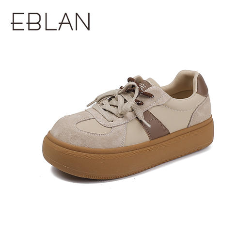 2楼伊伴2025年秋季撞色鞋带德训鞋防滑橡胶大底单鞋B25432501 商品图0