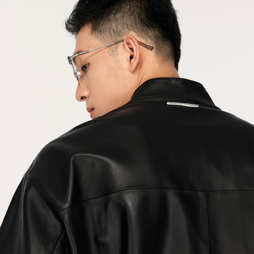 NPC潮牌国风新中式羊皮革立领盘扣皮衣夹克老钱风外套NP48TJ08 商品图2