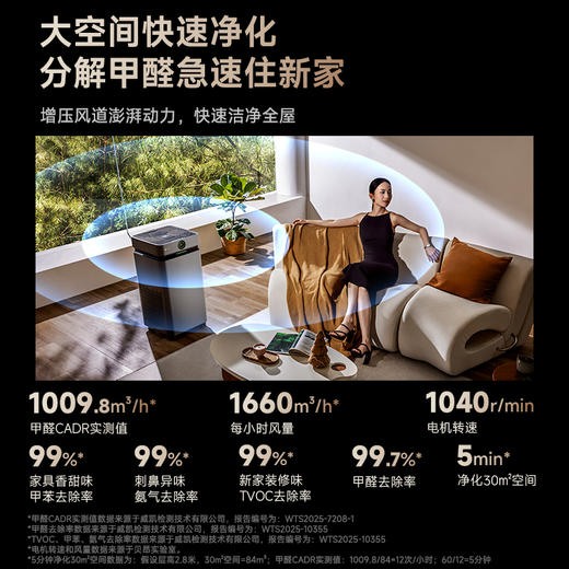 ³【贝昂-不需要换耗材的空气净化除醛空气净化器X7P】适用：90平以下 带数显带万向轮 XN03-CRMM-BASC 商品图2
