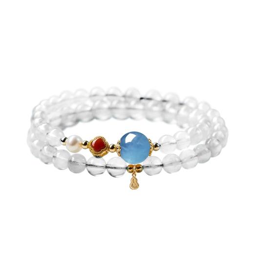 远澈海蓝宝转运珠白水晶双圈手串6mm 商品图4