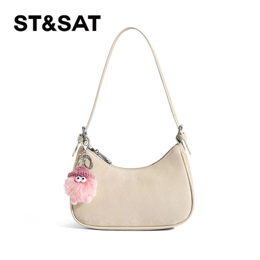 星期六温柔奶杏色菱格腋下包SSD521A07W 商品图5