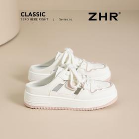 ZHR则则镂空透气包头半拖鞋女夏季小白鞋软底小白鞋半拖鞋女外穿