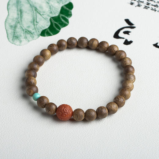 xy0482沉香+南红回纹珠绿松石手串 商品图3