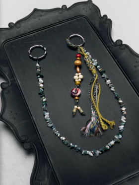 共和GongheRepub/GH24034/串珠编织绳玉碎石裤链 钥匙扣挂坠腰链