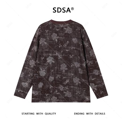 T4430SDSA秋季新款男士痞帅美式玫瑰花印花圆领长袖T恤复古百搭时尚 商品图5