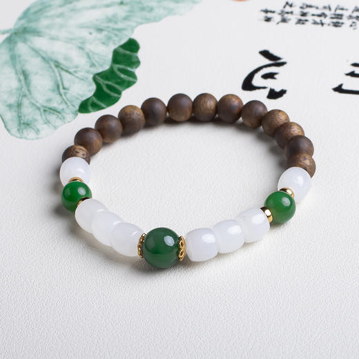 xy0481沉香+和田玉三生三世手串 商品图3