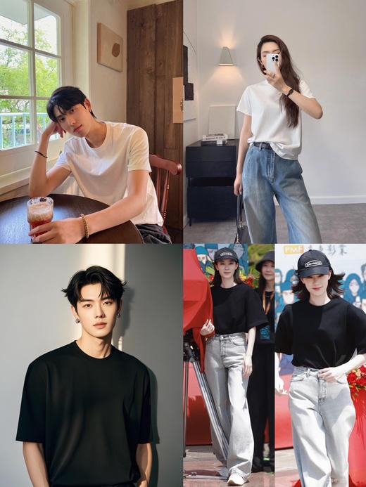 二店y 重磅260g的新疆棉T，高克重❗1oo%纯棉情侣净版T恤 商品图0