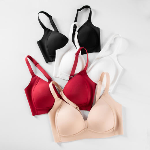 丁摩 真丝光面无钢圈文胸薄款微聚拢收副乳大胸显小桑蚕丝内衣S202 商品图0