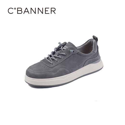 4楼千百度2025秋季真皮板鞋透气真皮鞋垫橡胶大底便穿男鞋A25407573 商品图0