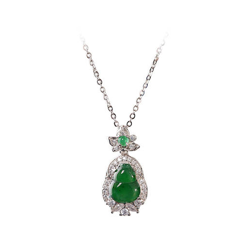 【福禄沉醉】S925纯银镶嵌天然A货翡翠葫芦项链【RP-XL17037】 商品图4