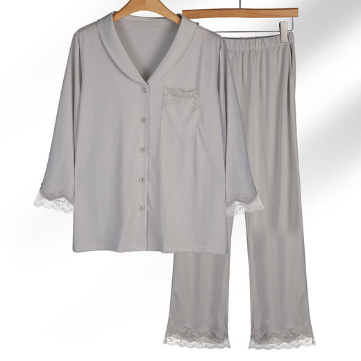 宽松版型 轻薄透气 云柔棉青果领套装 婴儿肌触感 贴肤无痕 松紧腰头 舒适不勒 商品图7