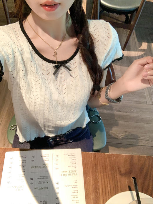 【110元任选2件】最后一波现货！2色撞色毛织短袖T 商品图7