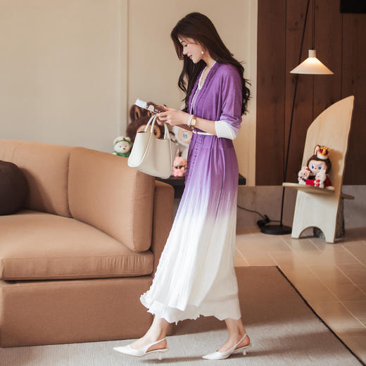 【林栖设计小店】渐变苎麻毛织开衫镂空度假气质2025早秋新款多色外套女1953274 商品图4